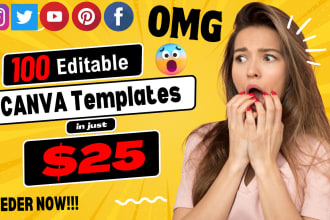 provide 100 editable canva social media posts or canva templates