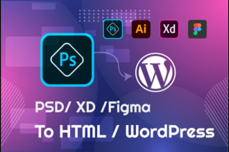 convert prototype xd psd ai figma to wordpress elementor template