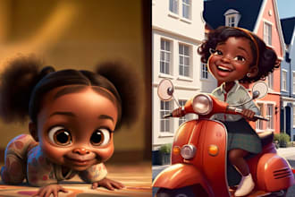 draw african american children story book illustration or covers