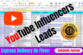 collect youtube influencers list to grow your company by outreach campaigns