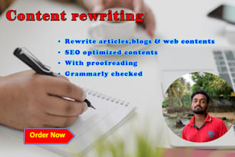 manually rewrite articles, web contents, and blog posts