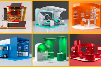 make 3d booth, stall and pavilion design for trade, exhibition fair