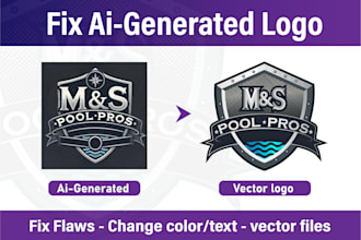 fix or enhance ai generated logo flaws quickly and vectorize