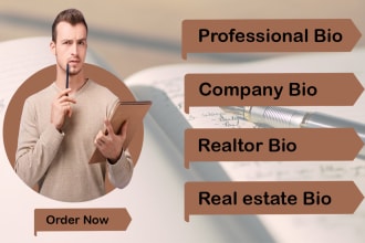 write professional bio or company or real estate bio