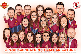 make group caricature, sports cartoon, athlete caricature