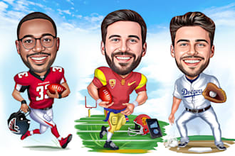 do a sports caricature for you, rugby, baseball, basketball