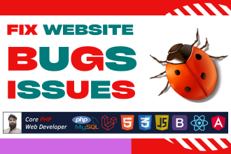 fix bug, error in PHP, HTML, CSS, js website sql database