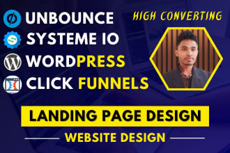 build landing page using clickfunnels, unbounce, wordpress or systeme io expert