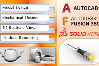do 3d modeling, product design, injection molding, cad cam in solidworks
