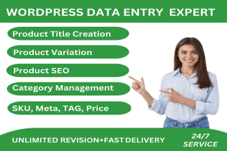 do wordpress data entry and woocommerce products listing