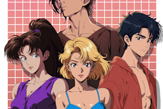 draw cool anime, illustration anime art in retro anime style
