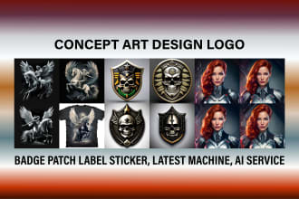 do concept art design logo badge patch label sticker with ai service