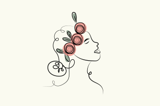 do modern feminine minimalist abstract line art hand drawn botanical floral logo