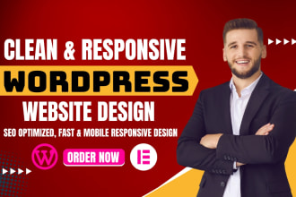 build clean responsive wordpress website design revamp website by elementor pro