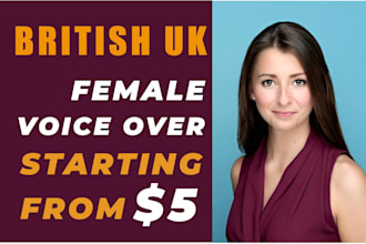 record a natural young british uk female english voice over today