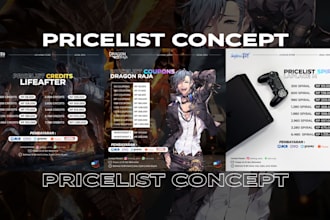 design cool pricelist for games top up