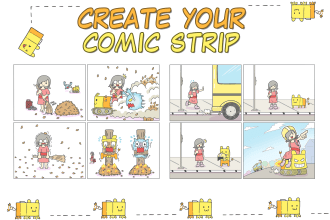 create 4 panel comic strip for you
