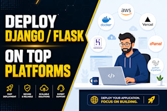 deploy your django or flask web app on aws, docker, render, or vps