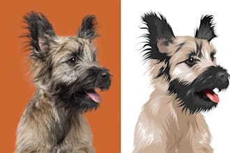 do your dog portrait and pet cartoon into dog illustration