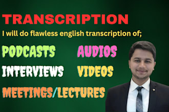 transcribe audios, youtube videos, podcasts, and interviews
