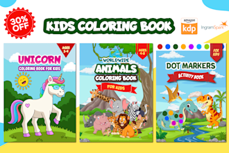 design kids fun colorful coloring book cover for KDP