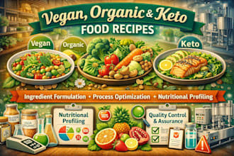 create vegan, organic and zero caloric recipes for business