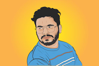 draw face portrait cartoon , vector tracing and face logo