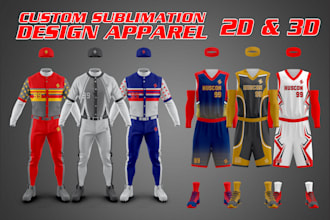 design 3d basketball and baseball uniform mockup