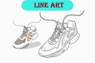 create a simple black and white line art and illustration