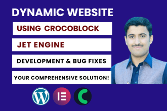build dynamic wordpress website by crocoblock, elementor , jet engine, fix error