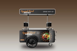 design street food cart, food truck, food stall, food stand, vehicle wrap design