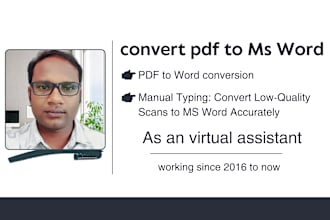 convert PDF to word, data entry and scanned pdf manually retype