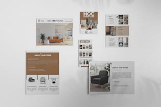 design company profile, bifold or trifold brochure, pamphlet