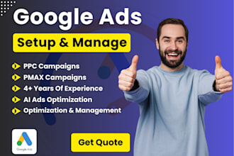setup and manage google search ads, adwords PPC campaigns manager