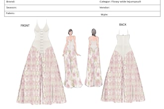 create technical flat sketch and fashion tech pack