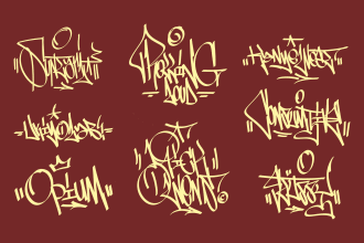 create edgy graffiti tagging logo design by your request