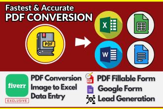 convert pdf to excel, jpg to word, image to excel, pdf conversion and data entry