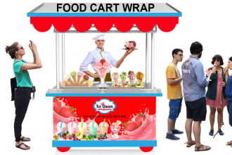 do food street cart icecream, cycle vehicle wrap, van ,car t,ruck wrap design