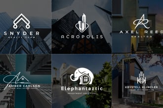 design luxury modern real estate, realtor, property, roofing, construction logo