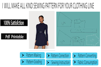 make dress, garment, clothing sewing pattern and grading