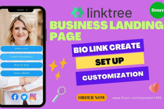 setup  professional  linktree bio link landing page