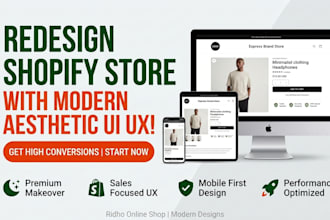redesign shopify store with modern aesthetic UI UX
