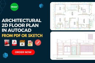do drafting architectural 2d floor plan in autocad from pdf or sketch