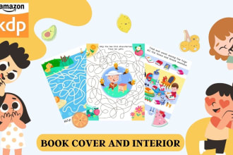 create kids coloring book cover kids activity book interior cover design for KDP