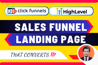design clickfunnels landing page or gohighlevel sales funnel, clickfunnels 2 0