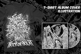 draw dark art, gore, horror, metal album art illustration