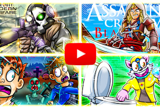 eye catching cartoon thumbnails for youtube