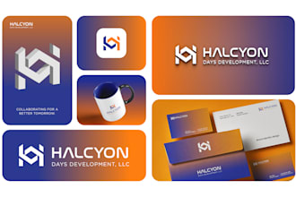 design modern geometric polygonal letter logo with brand identity