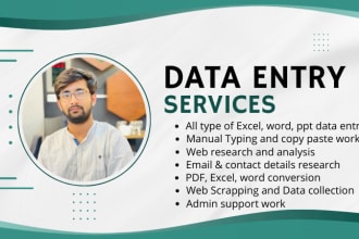 do data entry typing work job in excel, google sheet