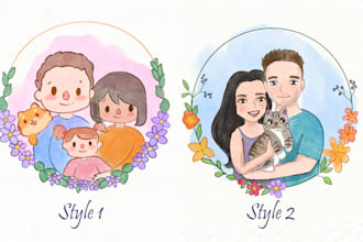 create a hand painted watercolor couple portrait keepsake